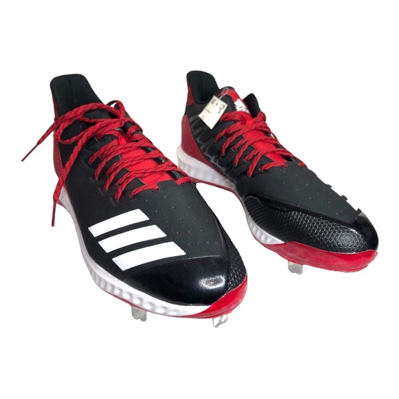 Adidas Mens Size 15 Icon Bounce Medal Baseball Cleats Shoes  Black Red NWT Sport - Picture 2 of 12